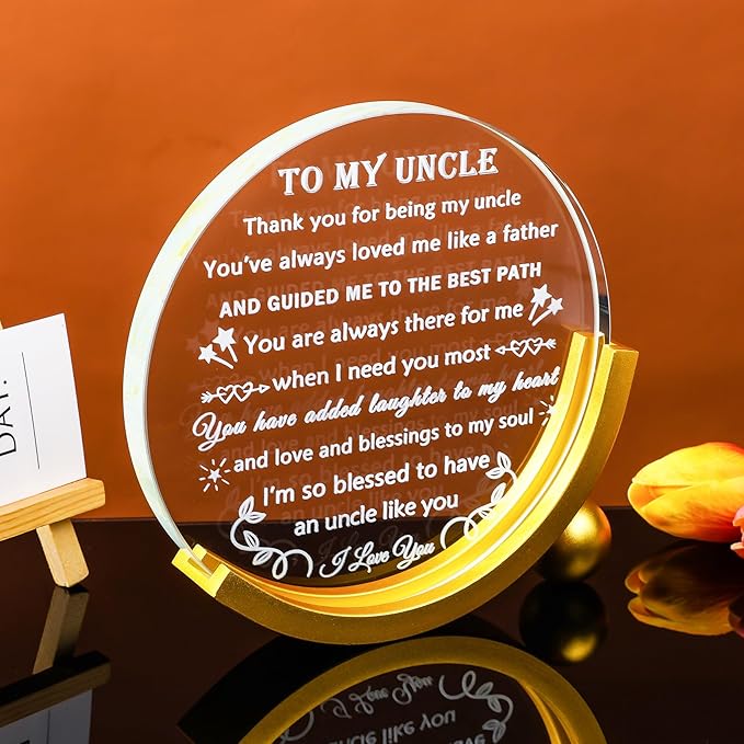 YWHL Uncle Gifts from Niece Nephew Birthday Gifts for Uncle Who Have Everything Crystal Keepsake Plaque Present Best Uncles Ever Gift on Christmas Fathers Day Thanksgiving Day