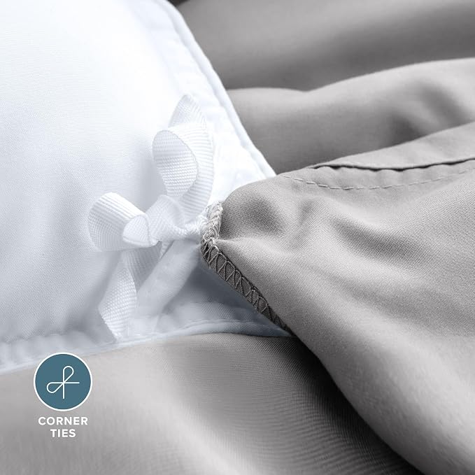 Bare Home Bedding Duvet Cover Oversized King Size - Premium 1800 Super Soft Collection - Lightweight, Duvet Cover - Soft Textured Bedding (Oversized King, Light Grey)