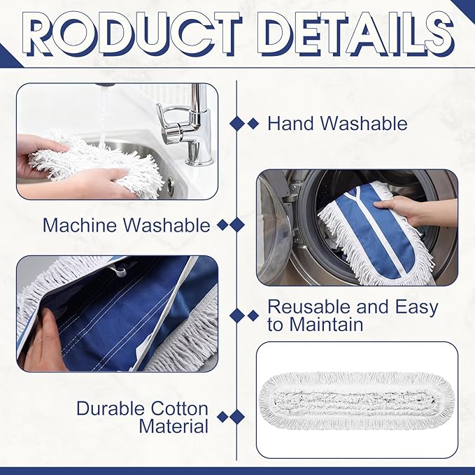 10 Pack 36 Commercial Dust Mop Replacement Heads Reusable Washable Cotton Dusting Pads Compatible with Industrial Dust Mop for Commercial Floor Cleaning and Janitorial Supplies Gym Office