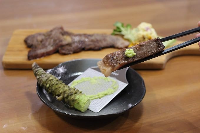 Sustainable Stainless Steel Wasabi Grater - Hagane Zame REGULAR - Grate Wasabi, Garlic, Ginger, Apples, Fruits, Vegetables, Creamy Texture/Kinjirushi Wasabi (Reguar, 6.8 inch x 3.3 inch)
