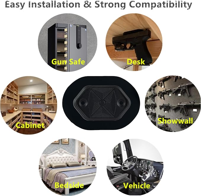 Gun Magnet 35lbs, No Drill 3M Big Adhesive Tape, Car Holster, Anti Scratch | | Neodymium Magnetic Gun Mount | Indoor Gun Racks for Vehicle Truck Wall Gun Safe Desk | Ultra Slim