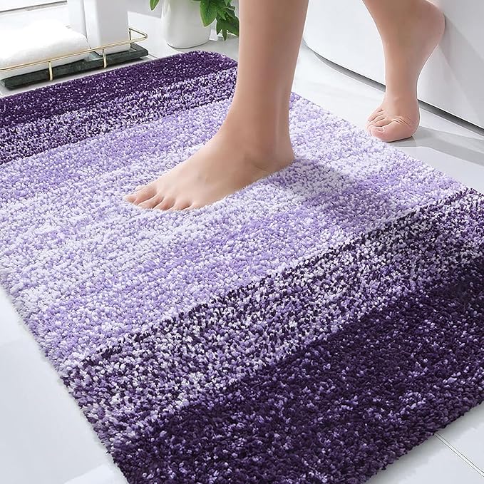 OLANLY Bathroom Rugs Mat 36x24, Extra Soft Absorbent Microfiber Bath Rugs, Rubber Backing, Quick Dry, Machine Washable Bath Mats for Bathroom Floor, Tub and Shower, Home Decor Accessories, Violet