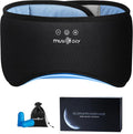 MUSICOZY Sleep Mask with Bluetooth Headphones, Bamboo Cotton Extended Sleep Headphones for Side Sleepers, Bluetooth Eye Mask for Sleeping, Wireless Earphones with HD Stereo Speakers (Classic Black)