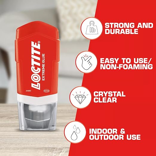 Loctite Extreme Glue, Clear, 1.62 fl oz Tube, 6 Pack - Strong All Purpose Glue for Wood, Metal, Leather, Crafts & Repair, Pastic, & More