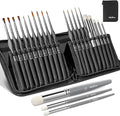 Nicpro Miniature Paint Brushes Dry Brush - 20PCS Model Paint Brush Set with Nylon Case for Acrylic, Oil, Watercolor, Detail Paint Brush Drybrush for Model, Miniature Painting, Paint by Numbers