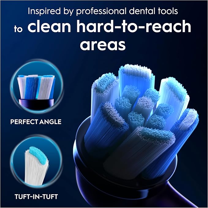 Oral-B iO Ultimate Clean Electric Toothbrush Head, Twisted & Angled Bristles for Deeper Plaque Removal, Pack of 2 Toothbrush Heads, Black
