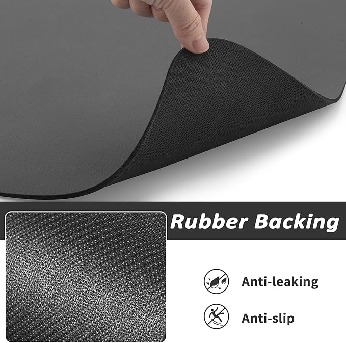 HotLive Dog Food Mat - Absorbent Cat Mat for Food and Water, No Stains Pet Feeding Bowl Mat, Easy to Clean Pet Placemats, Quick Dry Dog Water Dispenser Mat for Messy Drinkers | Paw Dark Grey 18"x 28"
