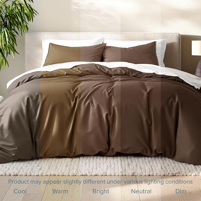 Bare Home Bedding Duvet Cover California King Size - Premium 1800 Super Soft Collection - Lightweight, Cooling - Soft Breathable Bedding Duvet Cover (Cal King, Cocoa)
