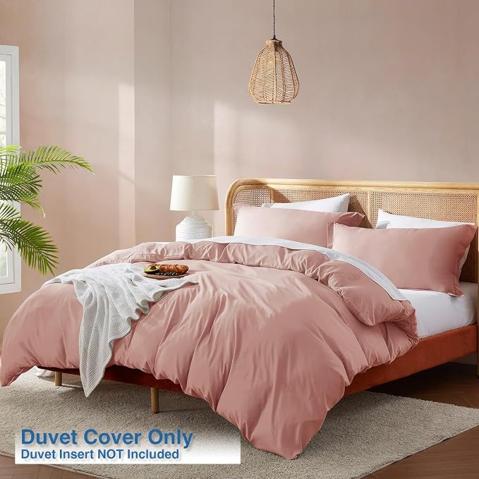 Nestl Blush Pink California King Duvet Cover Sets - Soft Double Brushed Cal King Duvet Cover, 3 Piece, with Button Closure, 1 Duvet Cover 104x98 inches and 2 Pillow Shams
