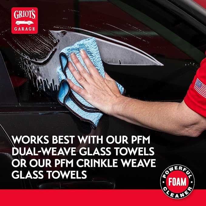 Griot's Garage Foaming Glass Cleaner for Car Window, Windshield, Mirror, Tint Safe, No Streak, Dye and Ammonia-Free Formula, 1 Gallon, 10892