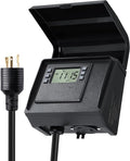 SURAIELEC Digital Pool Timer for Above Ground Pools, NEMA L5-20R Twist-Lock Plug-in Timer, 20A 125V 1HP, Programmable 7-Day Schedule, Weatherproof Cover, for Pool Pumps, Heaters and Lights