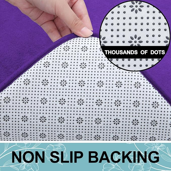 Smiry Memory Foam Bath Mat 36x24, Extra Soft and Absorbent Bathroom Mats, Non Slip Washable Carpet for Floor, Shower and Tub, Deep Purple