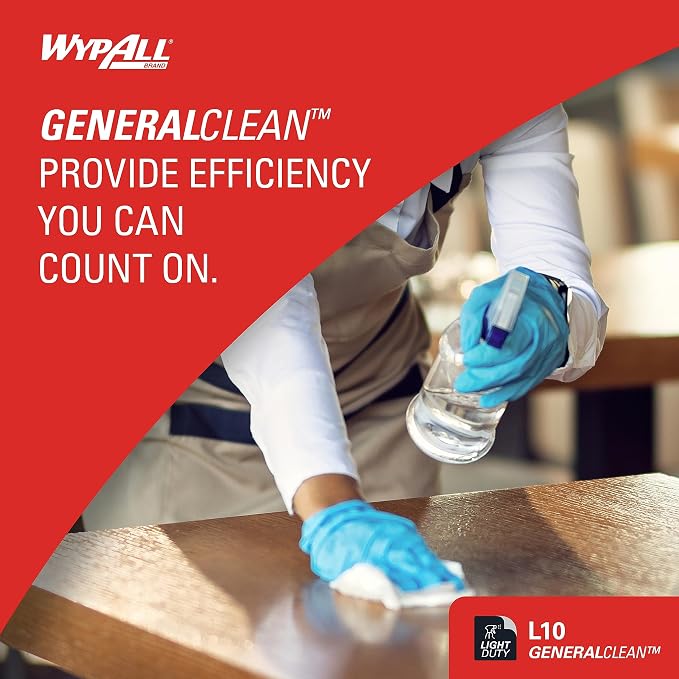 WypAll GeneralClean L10 Cloths Light Cleaning Wipes (01770), Dairy Towels, Bulk Paper Wipers, White (12 Packs of 200 Sheets, 2,400 Sheet Total)