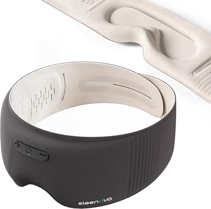 Sleenova SoundMask - Sleep Mask with Built-in Tuned Sleep Audio, Side Sleeper Optimized, Phone-Free Sleep & Nap, Bluetooth Modes