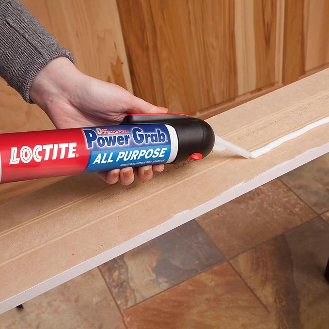 Loctite Power Grab Express All Purpose Construction Adhesive, 7.5 fl oz, 1 Pressure Pack - Versatile Construction Glue for Cement, Tile, Wall & More