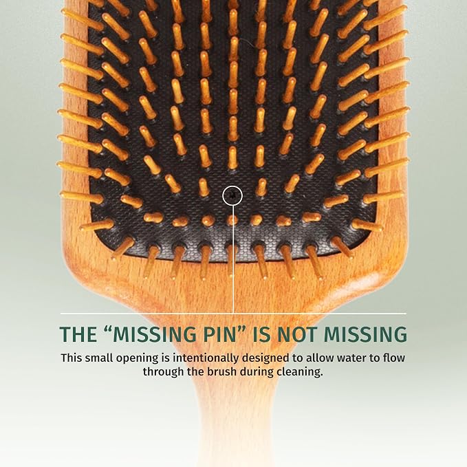SHASH Since 1869 Made in Germany Wooden Paddle Brush - Gently Detangles, Styles, Conditions Hair with Minimal Frizz and Breakage - Safe for All Hair Types, Wet or Dry - Eco-Sourced Wood