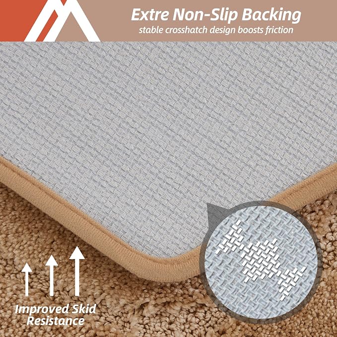 COSY HOMEER Bathroom Rugs Mat 24”x60” Absorbent Non-Slip Bath Mat, Plush Shaggy Bathroom Runner, Machine Washable Large Soft Bath Mats for Bath Floor,Tub and Shower,Beige