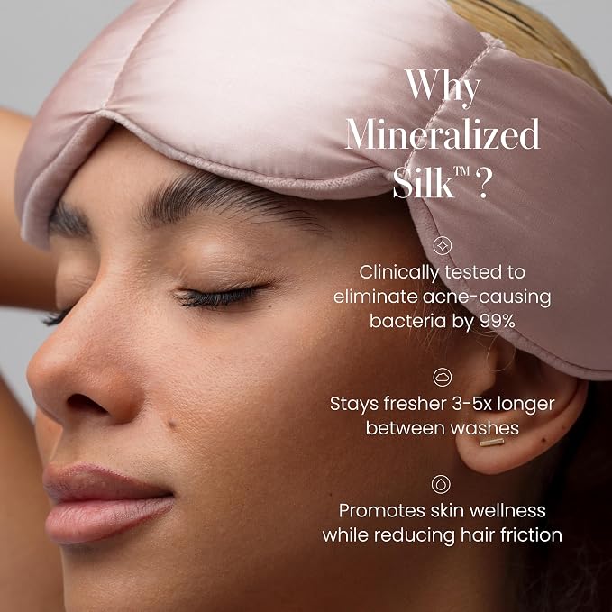 Nodpod Mineralized Silk Gentle Pressure Sleep Mask - Strap-Free, Light-Blocking Design for Sleep, Travel & Relaxation - Weighted Eye Pillow, Machine Washable (Petal)