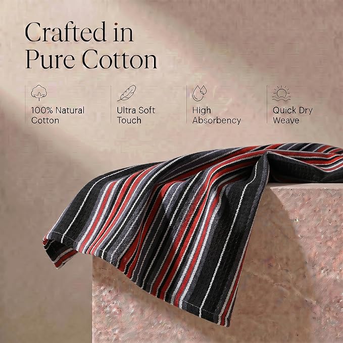 Urban Villa Kitchen Towels Cotton Dish Towels 20”x30” (Set of 6) Black