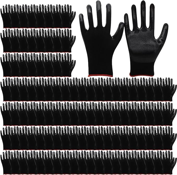 PU Safety Work Gloves Nitrile Coated Mechanic Gloves 72 Pairs | 144 Count Industrial Protective Hand Mittens, Wear Resistant Construction Repairing Warehouses Yard Working Gloves Gear