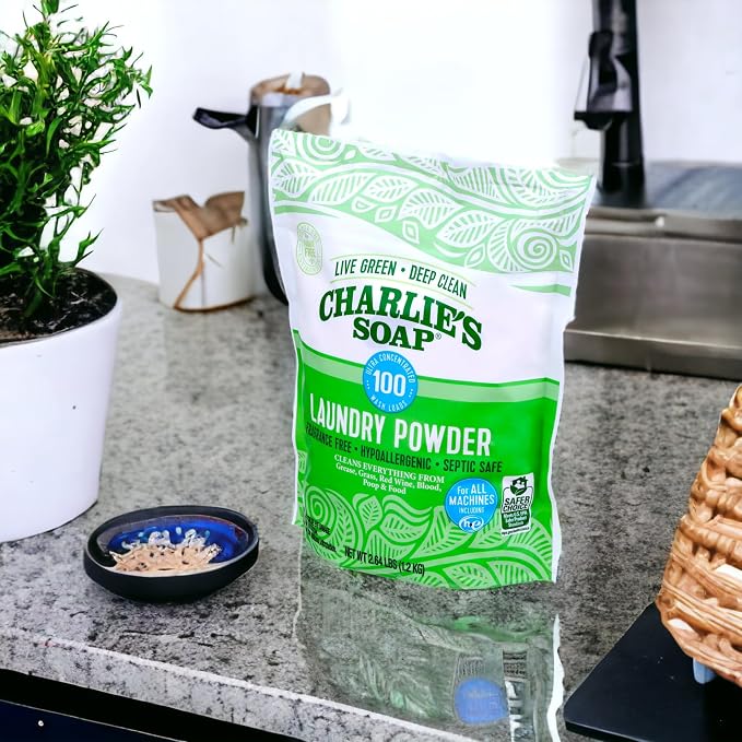 Charlie’s Soap Laundry Powder (100 Loads, 2 Pack) Hypoallergenic Deep Cleaning Washing Powder Detergent – Eco-Friendly, Safe, and Effective