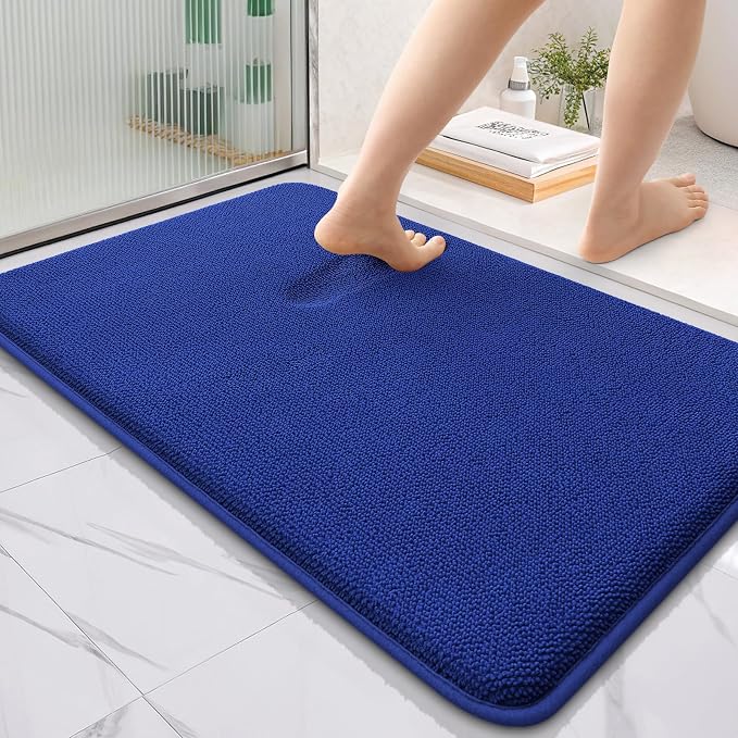 OLANLY Thick Memory Foam Bathroom Rug 36x24, Absorbent Bath Mat, Royal Blue | Soft Quick Dry Bath Rugs Mats, Non-Slip, Machine Washable Carpet for Bathroom Floor, Tub and Shower, Home Decor Accessories