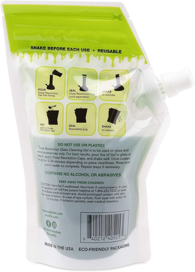 RESÖLUTION Ooze Resolution Gel Glass Cleaner (2 Pack 240ml Each) - Liquid Cleaning Solution Natural Clay-Based Non-Toxic Formula Glass and Metal Cleaner - Reusable - Non Abrasive Grunge Off