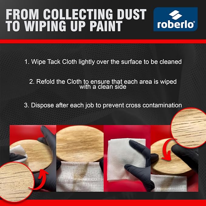 Roberlo Assorpol Professional Grade Anti-Static Tack Cloths for Automotive, Painting, Woodworking, Metal - Removes Dust, Sanding Particles, Cleans Surfaces, and Staining - Pack of 100-18"x36"