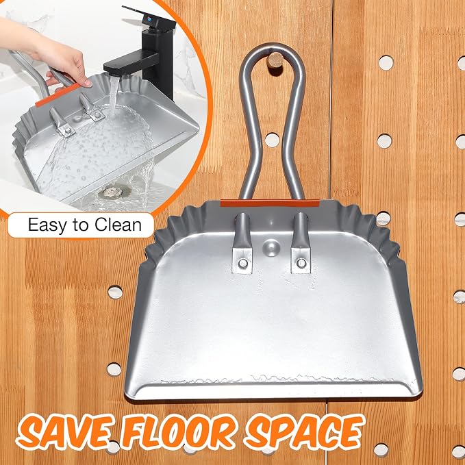 Mumufy 4 Pack Industrial Metal Dustpan 12" Heavy Duty Dust Pan with Handle Handheld Dustpan Wide Scooper Dust Debris Sweeping Tool Precision Edge Ideal for Cleaning Indoor Outdoor Surfaces (Silver)