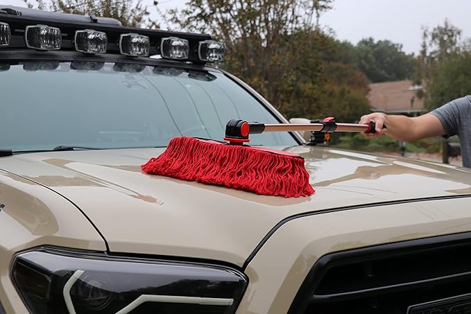 96629 California Car Duster Triple Threat Duster with Extension Handle , Red