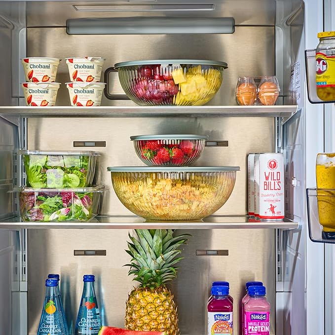 8pc Ribbed Glass Mixing Bowls with Leakproof Airtight Lids - BPA-Free Meal Prep Stackable Space Saving Nesting, Kitchen Baking Food Storage & Serving Containers - Microwave, Freezer, Dishwasher Safe.