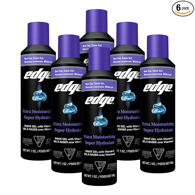 Edge Shaving Gel for Men, Extra Moisturizing with Vitamin E, (6 Pack) - Shave Gel For Men That Moisturizes, Protects and Soothes To Help Reduce Skin Irritation