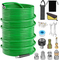 Sewer Jetter Kit for Pressure Washer,Water Jet Drain Cleaning Hose with Corner Rotating Button Spring Nose 1/4" NPT Sewer Cleaning Tool High-Pressure Nozzles,5800 PSI 150 FT