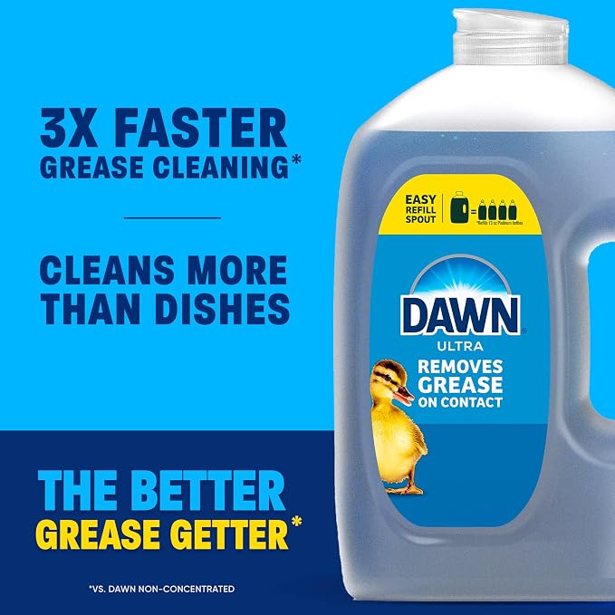 Dawn Platinum Refill Jug Dish Soap, Fresh Rain Scent Liquid Dishwashing Detergent Powerful Dawn Dish Soap for Tough Grease Removal Dishwashing Liquid Value Pack, 51.5 oz (Pack of 2)