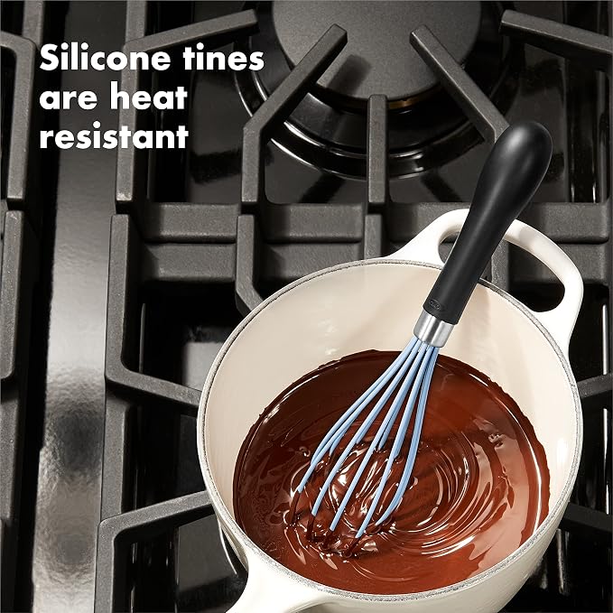 OXO Good Grips 2-Piece Silicone Whisk Set and OXO Good Grips 9-Inch Tongs with Silicone Heads, Black