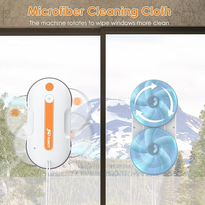 Lite Window Cleaning Robot,5300Pa Window Cleaner Robot with Pressured Wiping Dual Water Spray Close to the Border Wipe Edge Detection Intelligent Path Plan