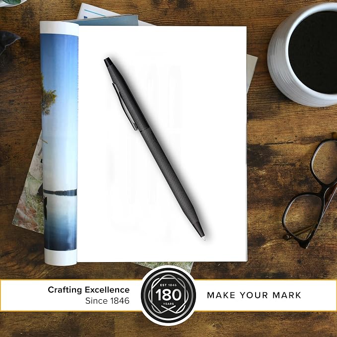 Cross Classic Century Brushed Black PVD Rollerball Pen - Refillable Pen for Effortless Writing - Black Ink - Durable Construction - Premier Distinctive Look - Gift-Ready