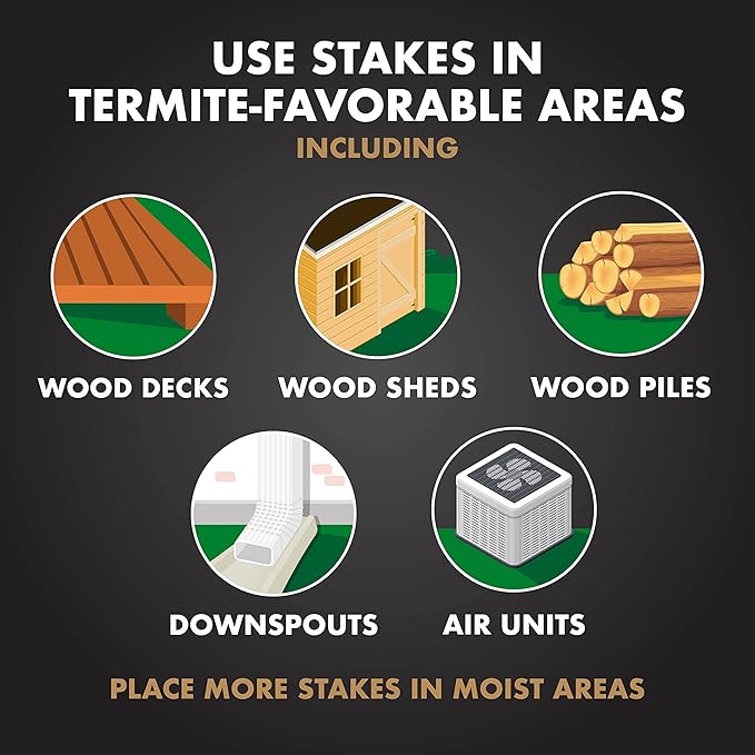 Spectracide Terminate Termite Detection & Killing Stakes, Kills Foraging Termites, Detects Termite Activity, 15 Count