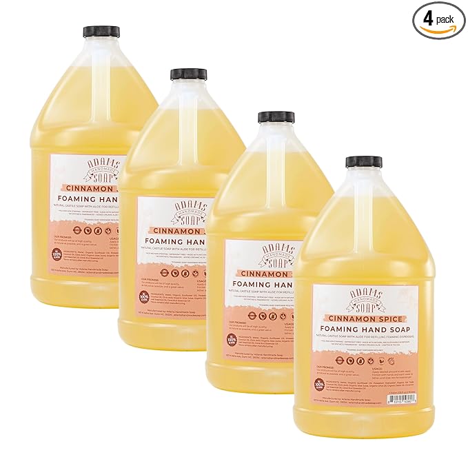 Adams Handmade Soap Liquid Foaming Soap 1 Gal - Cinnamon Spice (Pack of 4)