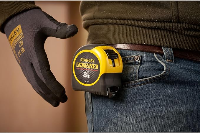 STANLEY Tape Measure Blade Armor 8 M Metric Shock Resistant with Mylar Coating and Cushion Grip 0-33-728