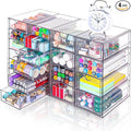 VZKAH Acrylic Organizer with Drawers | 20 Drawers 4 Sets | Desk Organizer and Storage, Clear Makeup Organization, For Office/Art Supply/Craft Storage and Organization