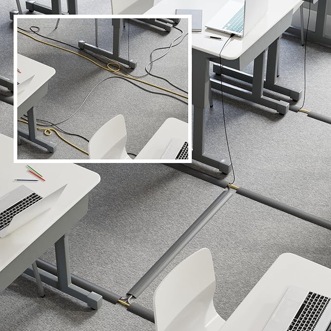 D-Line Cable Protector, 1/2 in H, 6 ft L, 2-3/8 in W, 1 Channel, PVC, Gray CC-4-1 Each