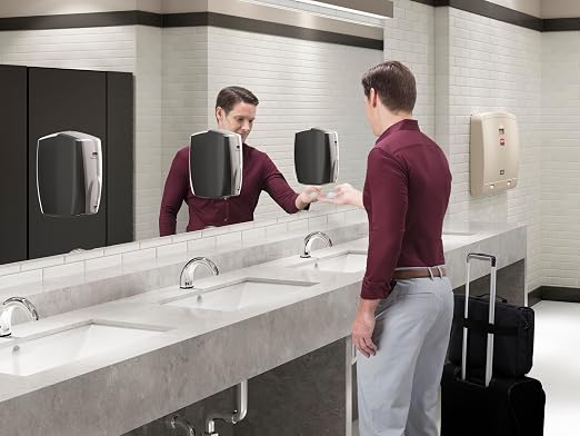 Rubbermaid Commercial Products AutoFoam Hand Soap & Sanitizer Dispenser, Black/Chrome, Touchless, Wall Mount, Battery Operated, for Restrooms in Offices/Hotels/Entertainment/Schools