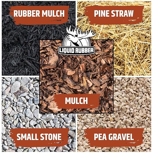 Liquid Rubber Pre-Mixed Mulch Glue for Landscaping, Gardens, 5 Gallon | Ready to Use - Bonds Pine Straw, Cypress, Pea Gravel, Stone, Bark Nuggets & Rubber Mulch - Locks in Place, Prevents Erosion