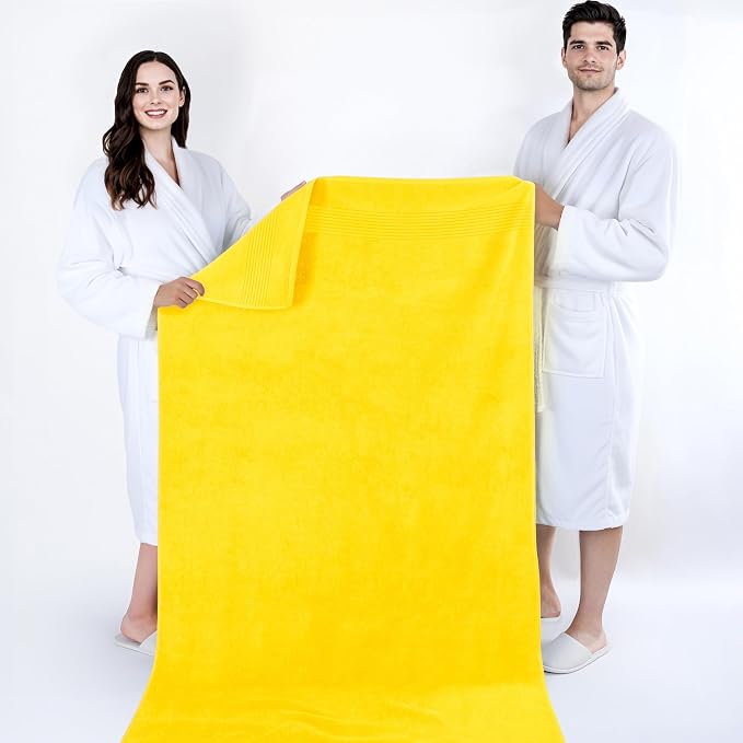Cotton Paradise 100% Cotton Turkish Towel Set, Soft Absorbent Quick Dry, 2 Piece 35x70 Bath Sheet Set, Yellow