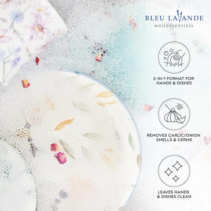 Bleu Lavande - 2 in 1 - Liquid Hand Soap & Dish Soap - Eco friendly - Made with Pure Lavender Essential Oil - Biodegradable - Cruelty free - Vegan - No artificial fragrances - 3 x 33.8 fl oz - 3 Pack
