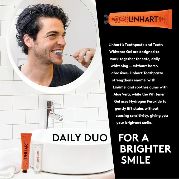 LINHART Toothpaste - Enamel Care, Gentle Formula for Sensitive & Normal Teeth, Supports Healthy Gums and Fresh Breath, Portable On-the-Go Oral Care 3.4 Ounce (Pack of 3) Mint Flavor