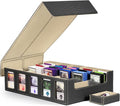 Kabinka Trading Card Storage Box with Commander Display, 5-Row 3900+ MTG Storage Box, Card Deck Box for MTG TCG Sports Card, 5 Top Loaders, 5 Stoppers, 48 Dividers,1 Dice Tray (Black Gold)