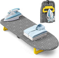 Foldable Small Ironing Board Tabletop, Mini Iron Board Small, Table top mini Ironing Boards Small with Cover pad, Compact Portable Iron and Ironing Boards for Travel,12 * 32 Pure Gray (with Holder)