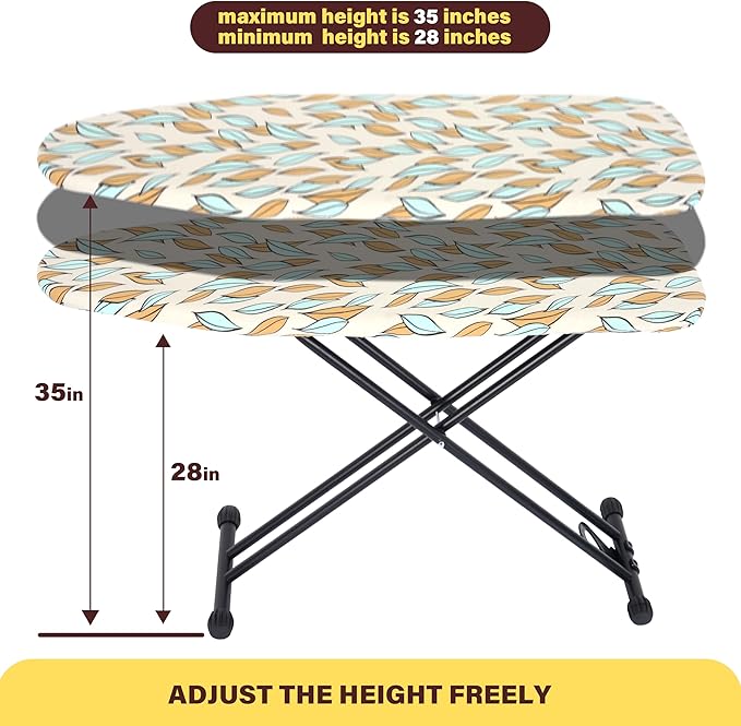 veiox Ironing Board 43x13, Heat Resistant Cover, Heavy Sturdy Legs | 7 heights 28-35"·Rock-solid metal frame·Stain-resistant padded cover·Wall hook for easy storage · Handles all garment sizes